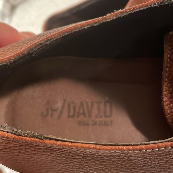 JP/David Chocolate Cap Semi Point Toe Cognac Pebble Leather Structured Lace Up main image 14